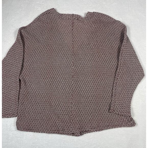 Sadie and Sage Textured Knit Cardigan Sz S Oversized Burgundy Cream Button Front - Picture 5 of 9